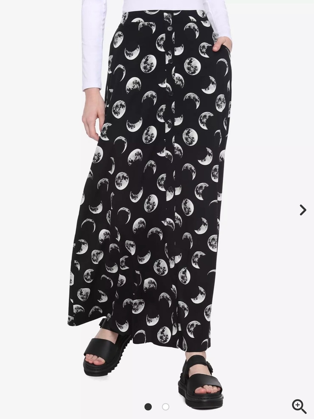 HOT TOPIC Black Moon Phase Print Maxi Skirt